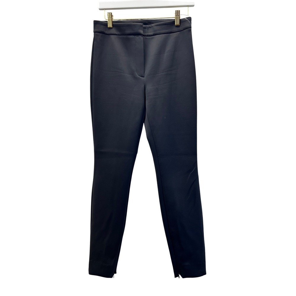 Theory Polish Scuba Pants Womens 4 Black Excellent High Waist Ankle Zip N087206R